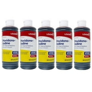 Leader Povidone Iodine 10% Topical Solution First Aid Antiseptic, Prevent Infection, 8 oz - 5 Pack