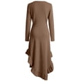 thumbnail image 5 of DHFJKG Casual Long Sleeve Boho Dresses For Women Ruffle Irregular Hem Slim Fit Deep V Neck Flowy High-Low Dress Cozy Dresses, 5 of 5
