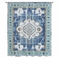 thumbnail image 2 of Blue Boho Sheer Curtains 63 Inches Long, Farmhouse Bohemian Medallion Oriental Flower Light Filering Curtains, Breathable Simi Curtain Privacy Drapes for Living Room Bedroom Window Treatment, 2 of 9