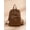 Coffee Brown, variant on Back to School Soft Textured Nylon Backpack, Sweet Pom Pom Minimalist Student Bag for Women, Pink