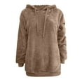 thumbnail image 2 of Fluffy Jacket Women Solid Color Coat Warm Winter Overcoat Button Down Overcoat Windproof Outer Coat Long Sleeve Cardigan, 2 of 7
