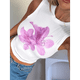 thumbnail image 5 of Top Corto Sin Mangas con Estampado Floral para Mujer, Moda de Verano, Corte Entallado, Acanalado S, 5 of 9