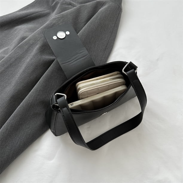 Bolso casual de mujer Bolso retro de cuero de PU Bolso diario de lentejuelas para mujer (Negro)