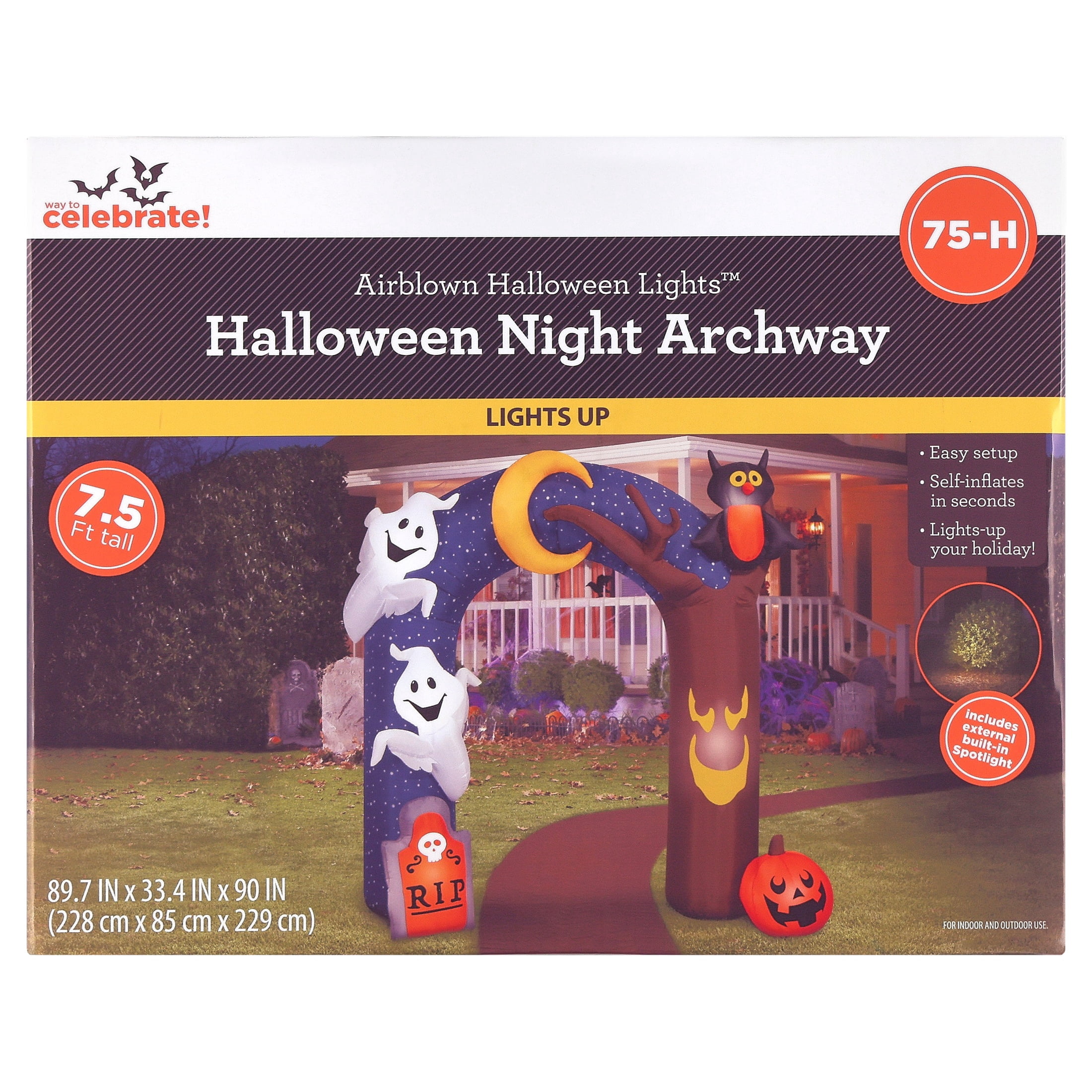 Halloween Night Archway Airblown Yard Inflatable, Multicolor, 7.5', Halloween by Way To Celebrate