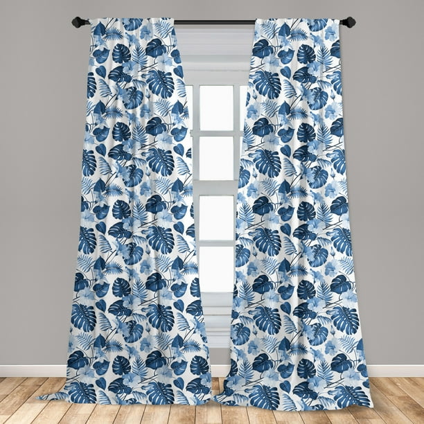 Hawaii Curtains 2 Panels Set Branch Of Arecaceae Tree Polynesian Of Triumph And Victory Spring Window Drapes For Living Room Bedroom 56 W X 84 L Cobalt Blue Baby Blue By Ambesonne Walmart Com
