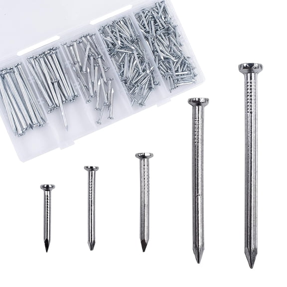 Brick Steel Nails Assortment Kit (275 pcs), Galvanized Concrete Wall Nail | for Hanging Pictures and Woodworking, Cement Nails Suit for Drywall and Pine,5 Size Assortment