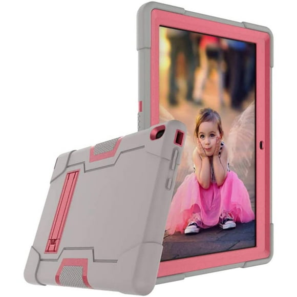 Mignova for Lenovo Tab E10 (TB-X104F) Case,Heavy Duty Shockproof Hybrid Rugged Hard Armor Full Body Protective Case (Built-in Stand) for Lenovo Tablet 2018 Tab E 10 10.1 Inch(Gray/Pink)