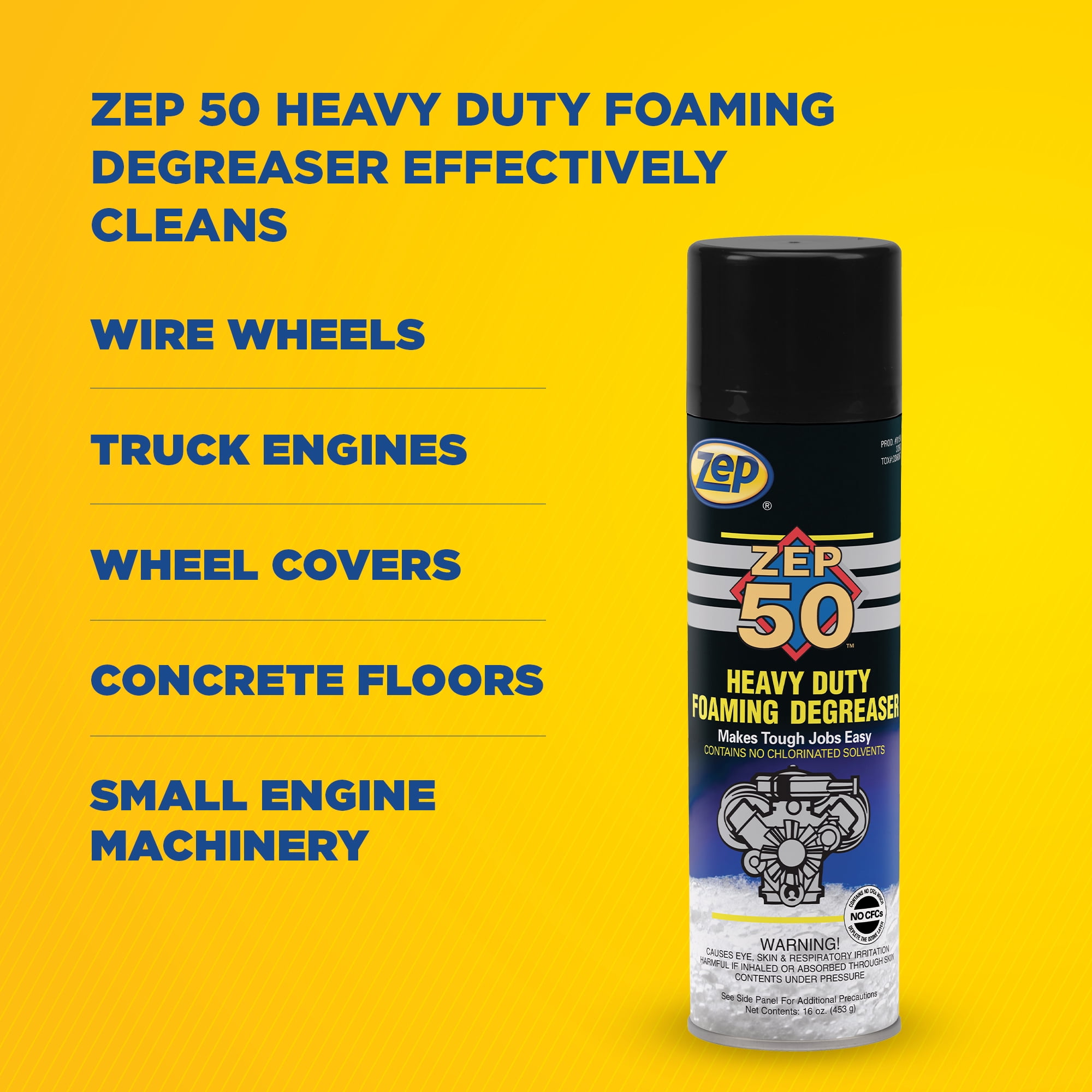 Zep 50 Heavy-Duty Foaming Engine Cleaner and Degreaser - 16 Ounce (Pack of 12) 15001 - Removes Brake Dust and Grease, Great for Degreasing Engines, Equipment Parts, Machinery, and Tools