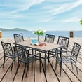 thumbnail image 2 of MF Studio 7-Piece Outdoor Patio Dining Set Metal Steel Furniture with 6 PCS Stackable Armchairs& 1 PC Rectangular Table for Dinner&Summer, Black, 2 of 9