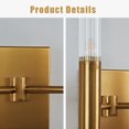 thumbnail image 6 of Mid-Century Modern Vintage Brass Finish and Ribbed Glass Shades Wall Lights for Living Room,Bedroom Wall Light Sconces, 6 of 12