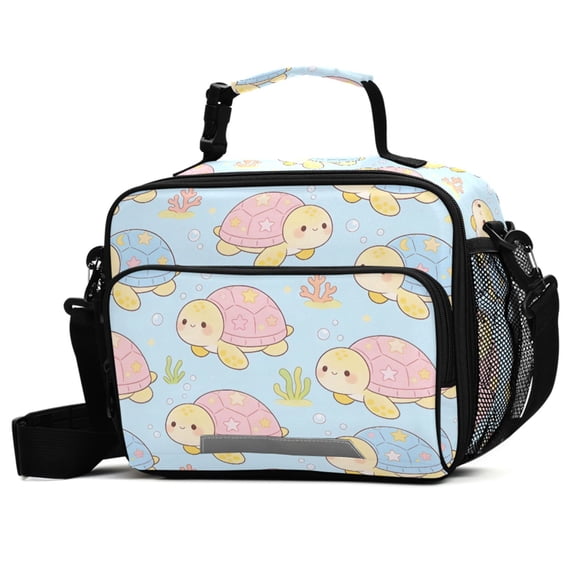 ALAZA Cute Turtle Seaweed Lunch Box Insulated Cooler Bag Reusable Tote Bags with Shoulder Strap