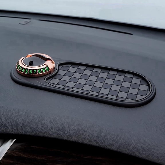 Multifunction Car Anti-Slip Mat Auto Universal Phone Holder, Rotatable Anti Skid Car Dashboard Pad with Temporary Parking Numbe and Large Pad for Phones Sunglasses Keys Gadgets