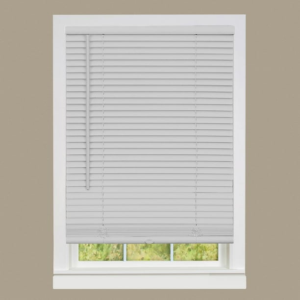 Cordless Window Mini Blinds 1" Slats Room Darkening Vinyl Blind Gray