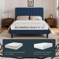 thumbnail image 5 of Einfach Queen Size Platform Bed Frame with Upholstered Velvet Vertical Headboard, Blue, 5 of 6