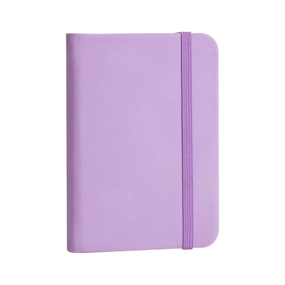 Clearance Under $2 |Mini Hardcover Leather Pocket Notebook With Elastic Band Lined Inner Pages Portable Small Journal For Recording Inspiration Reminders Daily Office & Handwriting Use(Purple)