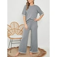 thumbnail image 5 of DAKIMOE Womens Pajamas Sets Short Sleeve Knit Pullover Tops with Wide Leg Pants 2 Piece Soft Lounge Sets for Women Sleepwear Loungewear Pjs Travel Comfy Trendy Clothes S to XL, Gray, XL, 5 of 7