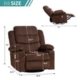 thumbnail image 5 of JONPONY Massage Swivel Rocker Recliner Chair Heat Ergonomic Lounge Chair for Living Room,with USB Port,Cup Holders,Brown, 5 of 9