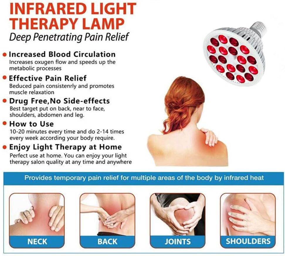 Elitzia Infrared Lamp Bulb 660nm Red and 850nm Near Infrared Bulb Accessory 24W White Colour AL Base E26 E27 Type Infrared Light Device ETPAR38 (White)