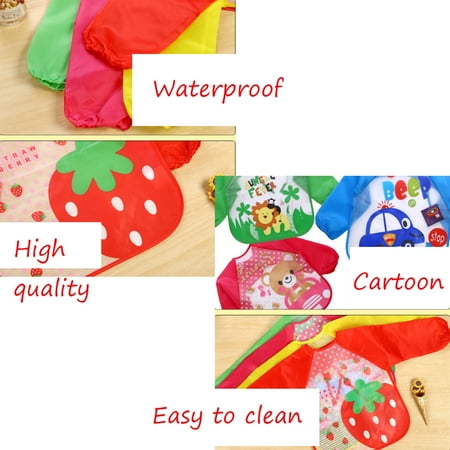 

Zlekejiko Cartoon Waterpro Sleeve Kids Apron Feeding Boys Bib Long Toddler Smock Of Girls Baby Care