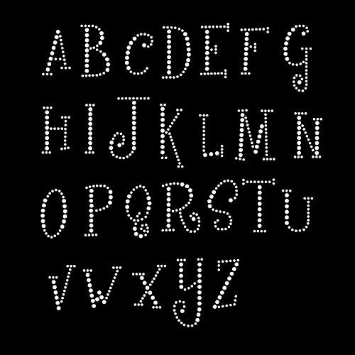 Girly Font Uppercase Alphabet Iron On Rhinestone Crystal T-Shirt Transfer by JCS Rhinestones