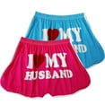 thumbnail image 3 of Aimik 2 Pack Ladies Letter Print Casual Shorts Soft Home Sleep Bottoms Assorted Colors Couple Gift, 3 of 3
