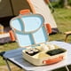 thumbnail image 5 of Caja de almuerzo Bento de microondas con utensilios – Recipiente compartimentado para almacenar alimentos, taza de salsa, sellos de silicona, lavavajillas, plástico, azul/morado/amarillo, 5 of 6