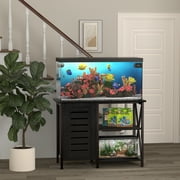 Herture Fish Tank Stand with Cabinet, 40-50 Gallon Aquarium Stand, Heavy Duty Metal, Turtle Tank, Reptile Terrarium 850LBS Capacity ,Black