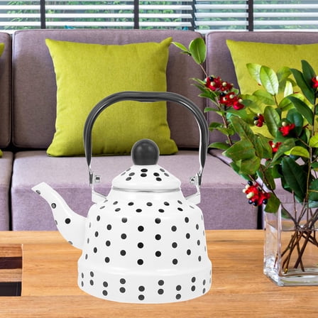 OFFIGAM White Enamel Tea Kettle Vintage Style Water Boiling Kettle for Kitchen Essentials and Home Use