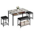 thumbnail image 1 of Space-Saving Dining Table Set for 4,Modern Table with Upholstered Bench & 2 Stools,Perfect for Small Apartments, Studios, or Breakfast Nooks, 1 of 8