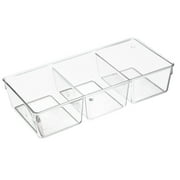 iDesign Dimplz Divided Drawer Organizer Tray, 13.37" x 6" x 3", Clear