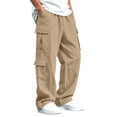 thumbnail image 2 of Sentuca Boys Cargo Pants Baggy Elastic Waist Hiking Pant with Pockets Wide Leg Casual Fashion Sports Tween Trousers Size 12-13Y, Khaki, 2 of 8
