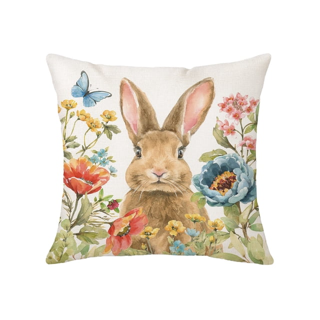 Wozhuo Easter Pillow Rabbits Patterns Throw Pillow Cases Decorative Cushion Covers For Sofa Couch Home Easter Decor Easter Home Decor