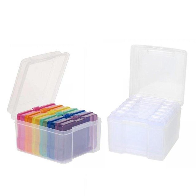 2pcs Pulgadas Fotográficas Fotográficas Artesanía Contenedores de Cuidador de Plástico Caja Portátil para Salones