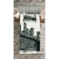 thumbnail image 3 of Ambesonne Urban Quilted Bedspread Set 2 Pcs, Brooklyn Bridge Sunset, Twin Size, Black and White, 3 of 3