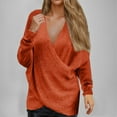 thumbnail image 2 of Admvng Womens Sweaters Winter Solid Color V-neck Long Sleeved Knitted Sweater Loose Top S-3XL, 2 of 7