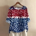 thumbnail image 2 of Women's 250th Anniversary USA Shirt Mid Sleeve Independence Day Top 4th of July Shirts America 250 Merchandise Loose Star Print Tee, 2 of 5
