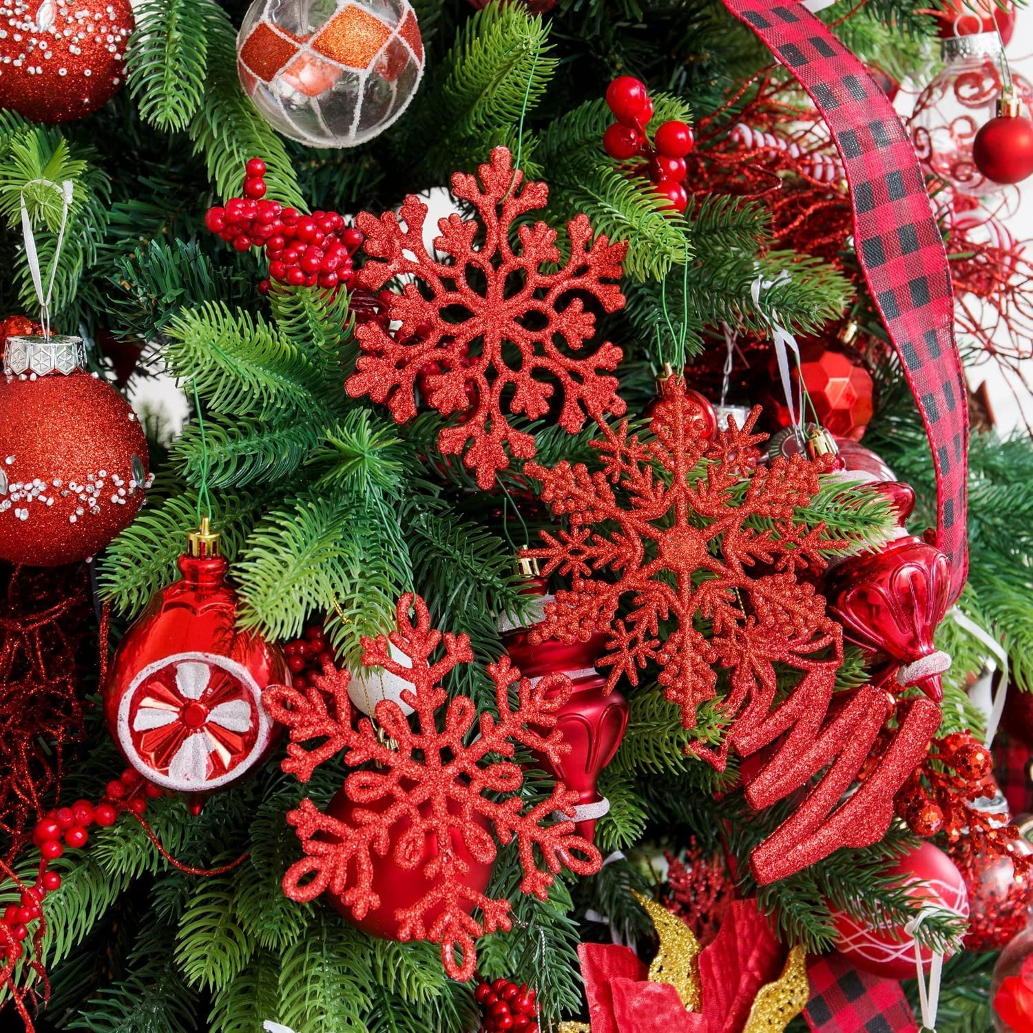 Christmas Tree Decorations Window Miniatures Set of 6 or 12 White Snowflake Ornaments Glitter Snowflakes