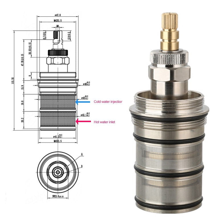Venlox Shower Mixer Valve Brass Thermostatic Cartridge Shower Repair ...