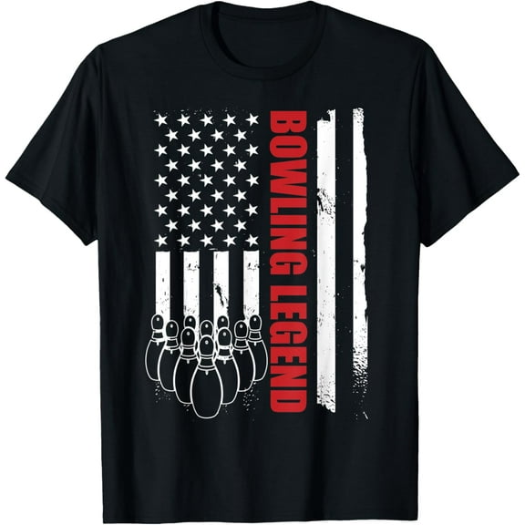 100% pure cotton short-sleeved men and womenBowling Legend American Flag Bowling Player Father's Day T-Shirt