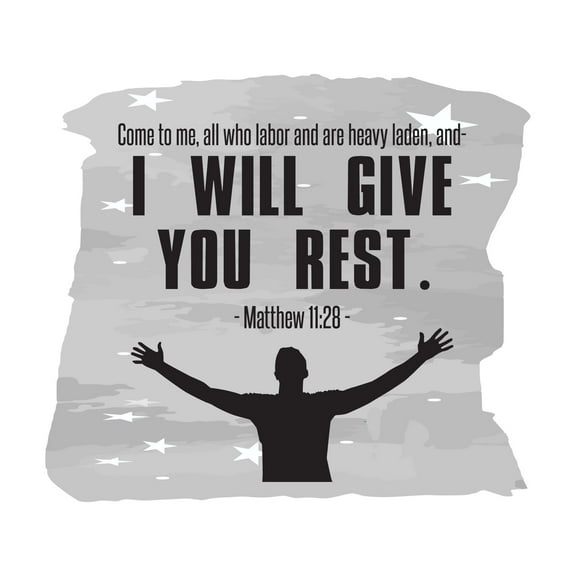 Come To Me, All Who Labor I Will Give Rest Matthew 11:28 Bible Verse Decal Wall Art Sticker Designs Vinyl Stickers For Home House Walls Rooms Windows Bedroom Decoration Size (12x12 inch)