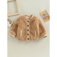 thumbnail image 2 of Qiylii Infant Baby Girls Boys Coat Patchwork Long Sleeve Button-Down Lamb Fleece Jacket Autumn Winter Warm Outerwear,0-3Years, 2 of 7