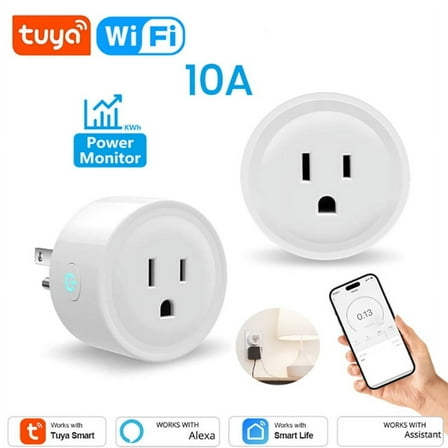 TUYA 10A Smart Plug WIFI Socket with Power Monitor Timing Function Voice Control Works US