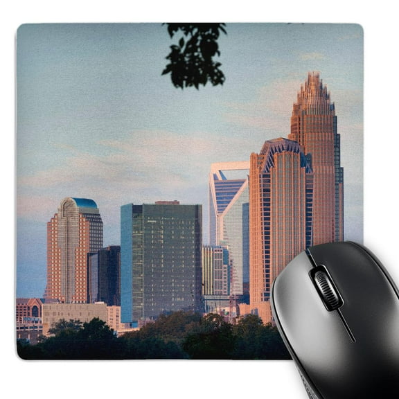 3dRose, North Carolina, Charlotte, city skyline from the northeast, dawn, MousePad