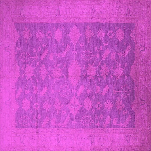 Ahgly Company Indoor Square Oriental Pink Industrial Area Rugs, 5' Square