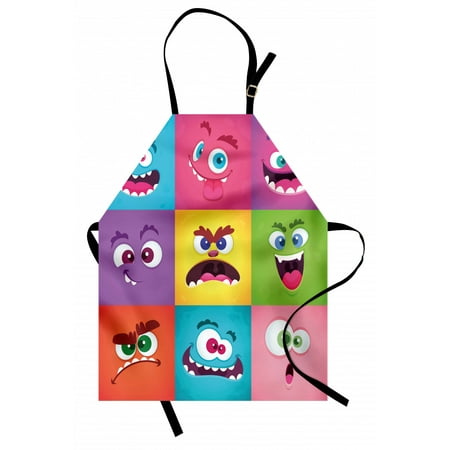 

Colorful Apron Funny Squares of Humorous Facial Expressions Alien Colorful Emoticon Design Unisex Kitchen Bib with Adjustable Neck for Cooking Gardening Adult Size Multicolor by Ambesonne
