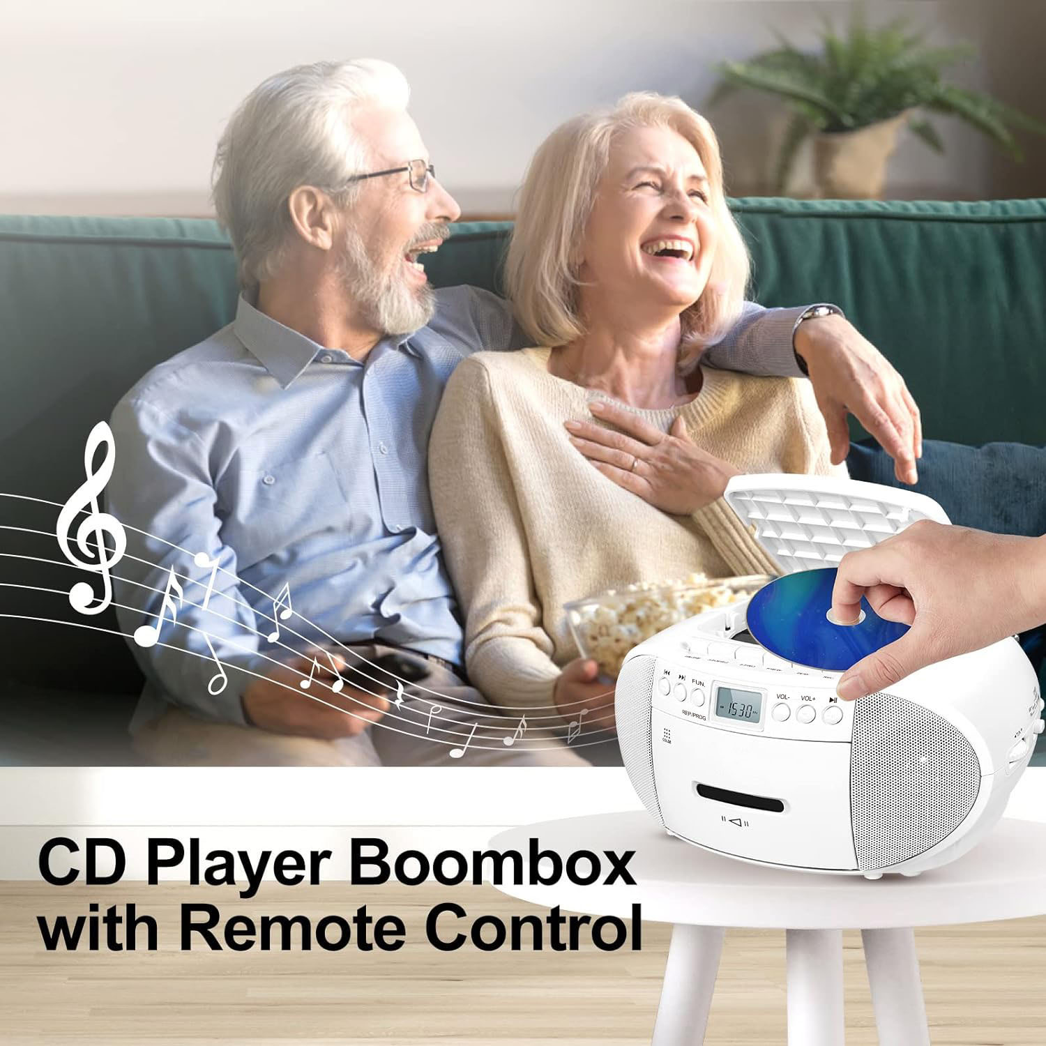 Prociv Portable CD Cassette Boombox with Bluetooth, White photo 2