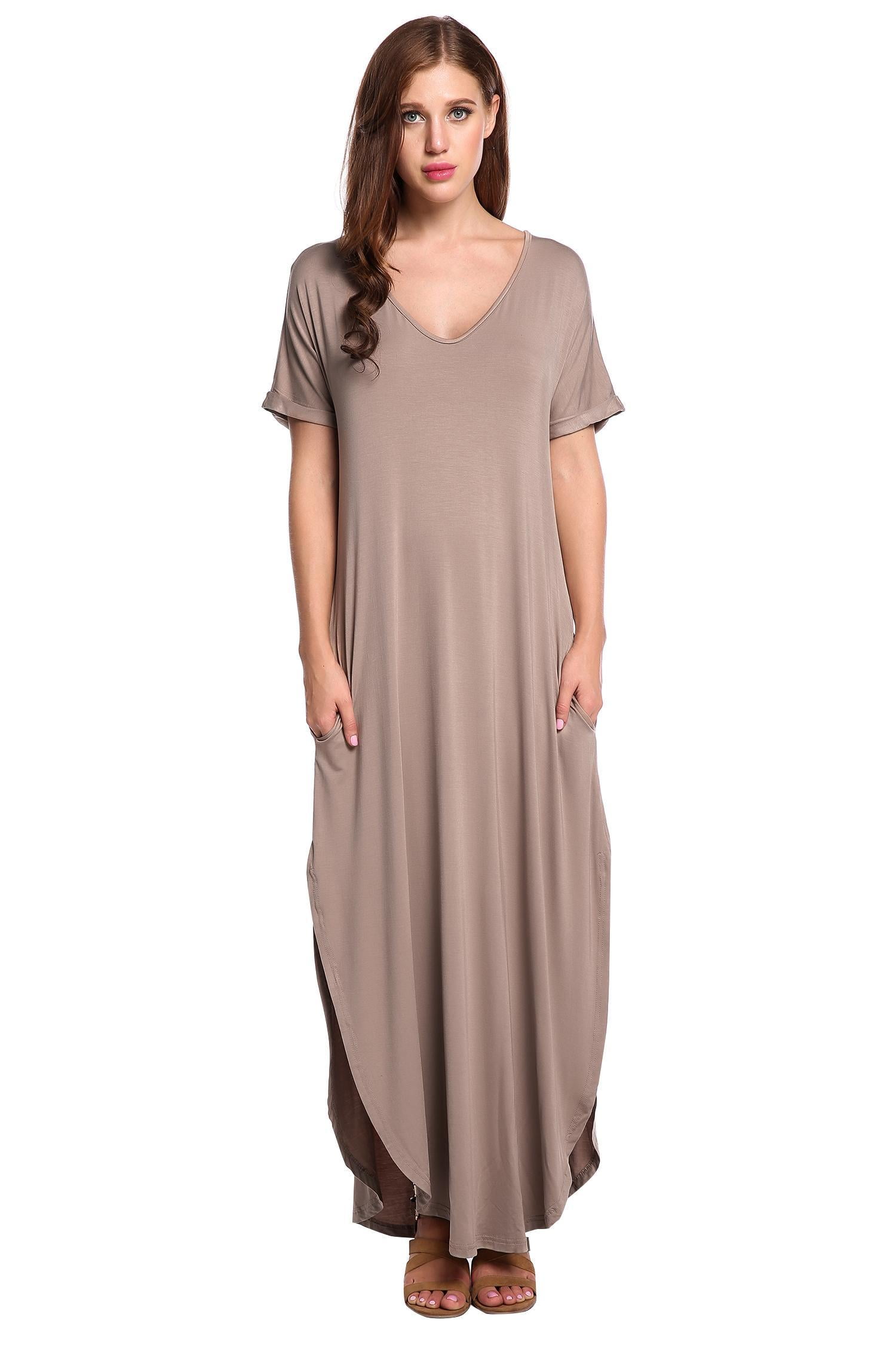 women batwing pockets casual solid dress