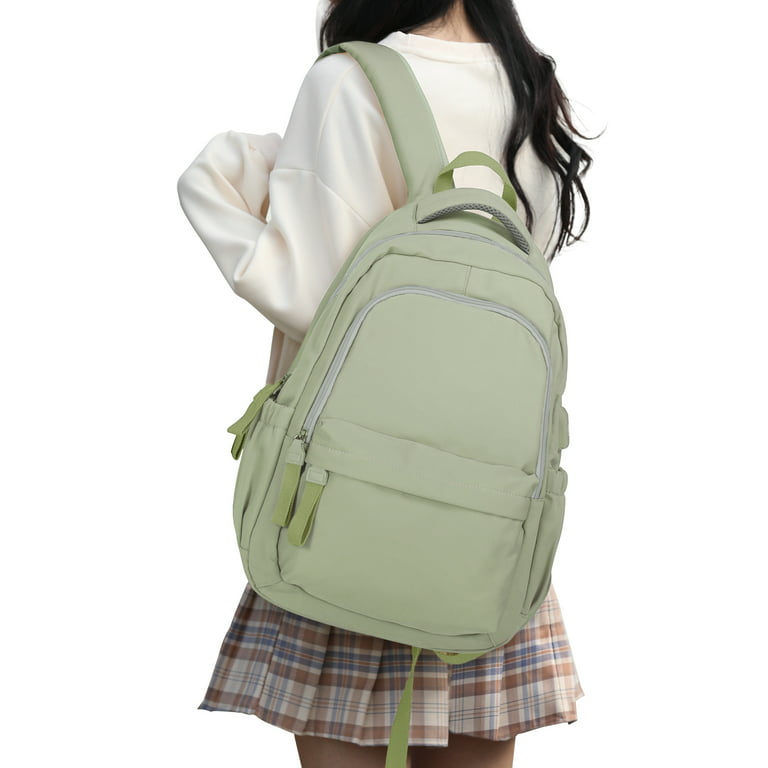 School Backpack for Women Men,Waterproof Bookbag for College Students Small  Cute Backpacks for Boy Girls Teens Fits 15.6Inch Notebook Light Green
