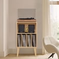 thumbnail image 4 of Joaxswe Record Player Stand with Storage, Vinyl Record Storage Cabinet Up to 160 Albums for Living Room, Burlywood, 4 of 9