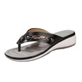 thumbnail image 2 of CQONEPT Women Orthopedic Flip Flop Sandals Summer Wide Width Slip on Slides Low Wedges Heel Thong Sandals with Arch Support Casual Slippers Black 39, 2 of 6